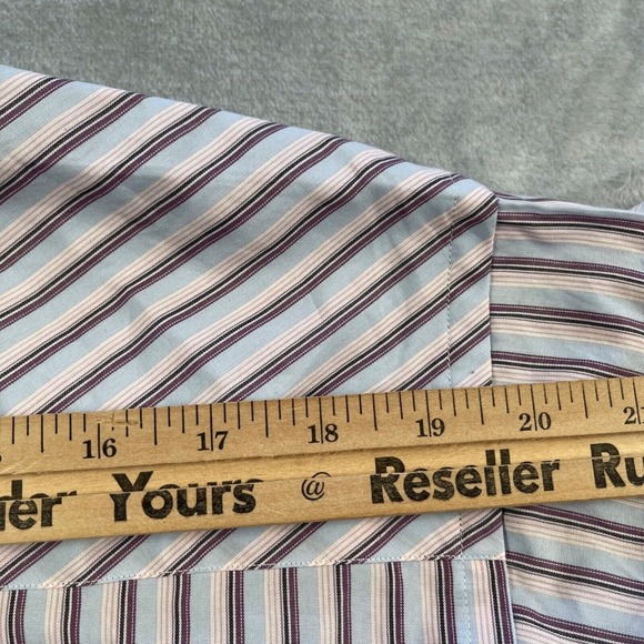 Ted Baker London Dress Shirt Mens 15 1/2 34 35 Blue Pink Striped 100% Cotton - Picture 14 of 16